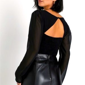 Black leather miniskirt